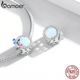 Opal Round Bead 925 Silver Butterfly Charm Bracelet DIY Stone Jewelry