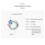Opal Round Bead 925 Silver Butterfly Charm Bracelet DIY Stone Jewelry
