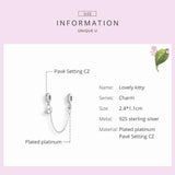 Cat Heart Safety Chain w/ Silver Charm for Bracelet & Bangle SCC1233