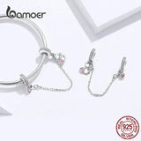Cat Heart Safety Chain w/ Silver Charm for Bracelet & Bangle SCC1233