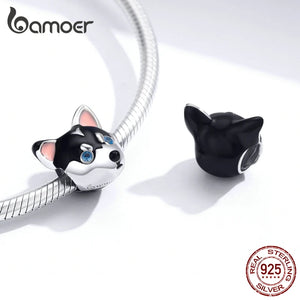 Puppy Dog Beads Charm for 3mm Snake Bracelet 925 Sterling Silver