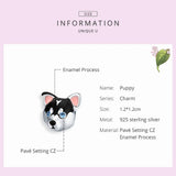 Puppy Dog Beads Charm for 3mm Snake Bracelet 925 Sterling Silver