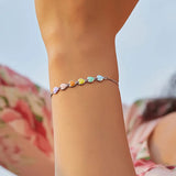 Rainbow Enamel Heart Bracelet 925 Sterling Silver Chain Bracelet
