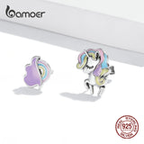 Rainbow Unicorn Stud Earrings 925 Sterling Silver Girls Party Jewelry Gift