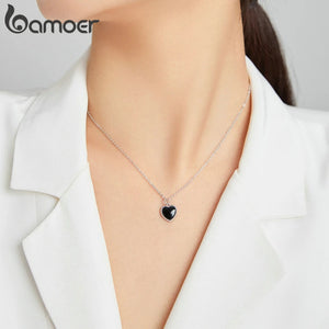 925 Silver Heart Love Pendant Necklace Vintage Women Jewelry Gift SCN443