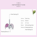 925 Silver Pink Heart Pendant Charm for Bracelet or Necklace