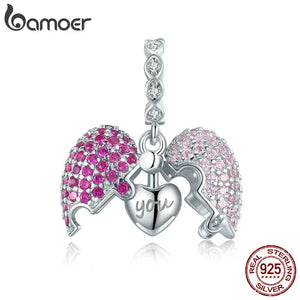 925 Silver Pink Heart Pendant Charm for Bracelet or Necklace
