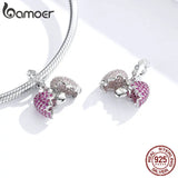 925 Silver Pink Heart Pendant Charm for Bracelet or Necklace