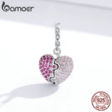 925 Silver Pink Heart Pendant Charm for Bracelet or Necklace