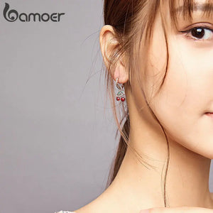 925 Silver Cherry Stud Earrings Fine Jewelry SCE905