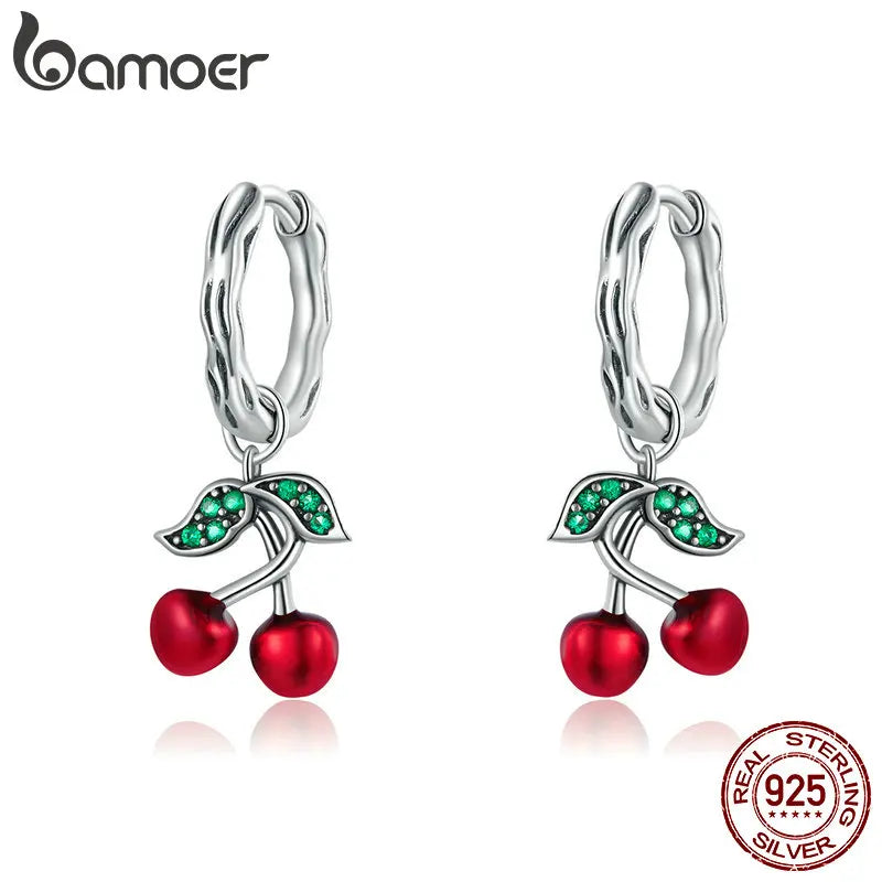 925 Silver Cherry Stud Earrings Fine Jewelry SCE905