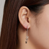 925 Silver Butterfly Drop Earrings with Tassel