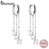 925 Silver Butterfly Drop Earrings with Tassel