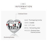925 Silver Thanksgiving Family Charm for Bracelet DIY SCC1634