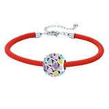 Red Rope Bracelet 925 Silver Enamel Fish Dragonfly Charm DIY Jewelry