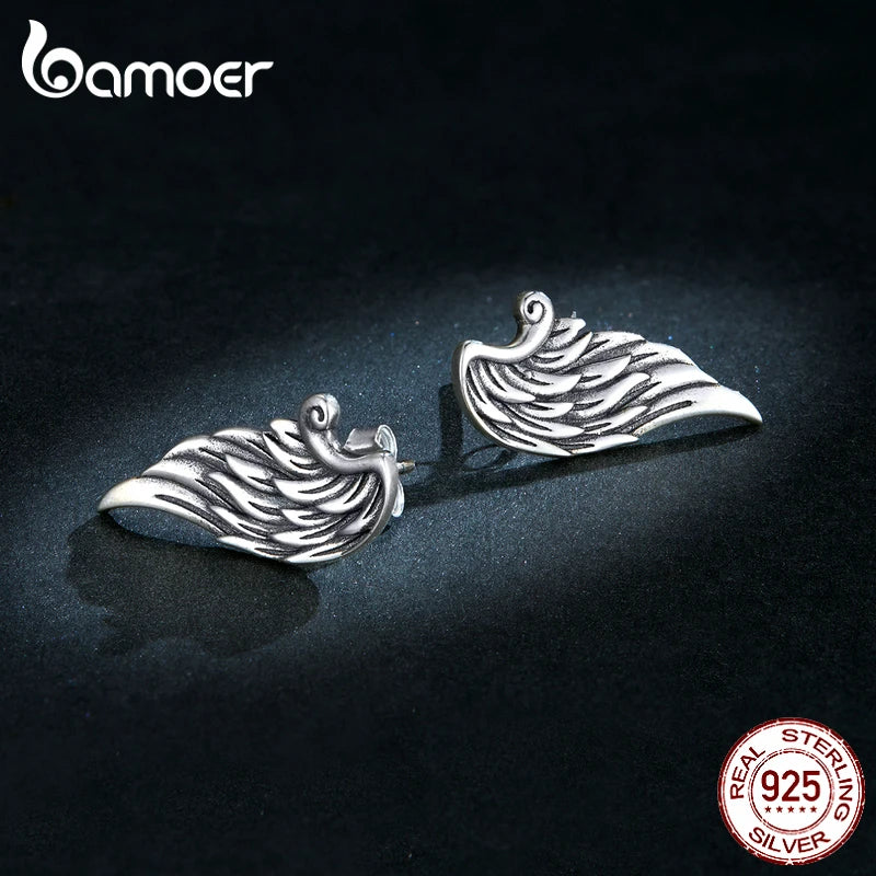 Vintage Sterling Silver Wings Stud Earrings BSE343