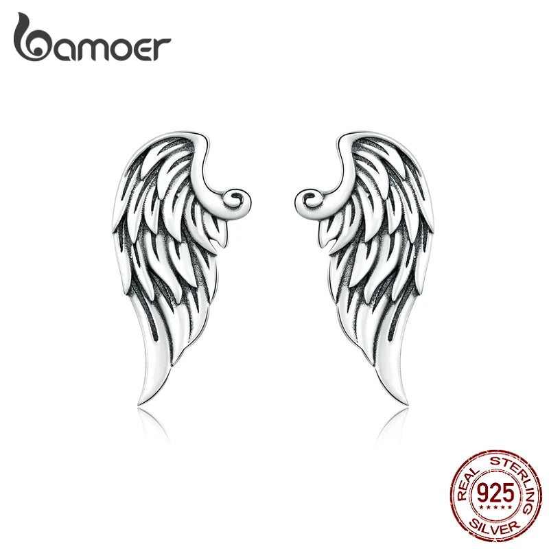 Vintage Sterling Silver Wings Stud Earrings BSE343