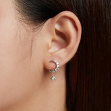 Opal Moon Star Stud Earrings 925 Sterling Silver