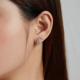 Opal Moon Star Stud Earrings 925 Sterling Silver