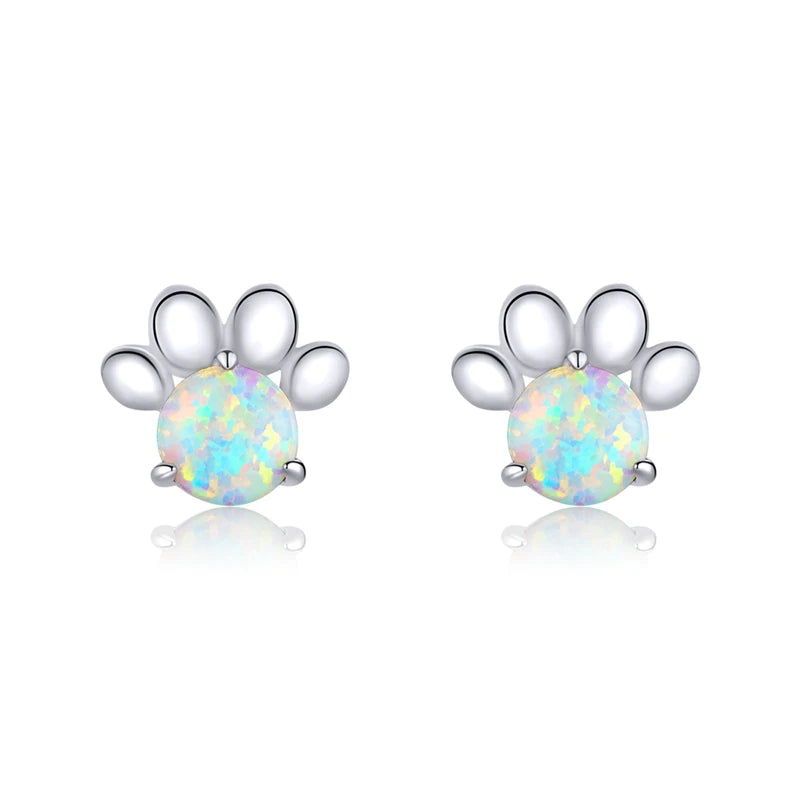 Opal Moon Star Stud Earrings 925 Sterling Silver