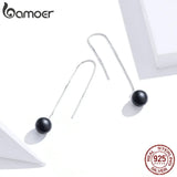 Agate Stone Bead Chain Earrings 925 Silver Bijoux SCE878