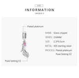 925 Silver Heels Pink Zircon Pendant Charm for Bracelet BSC411
