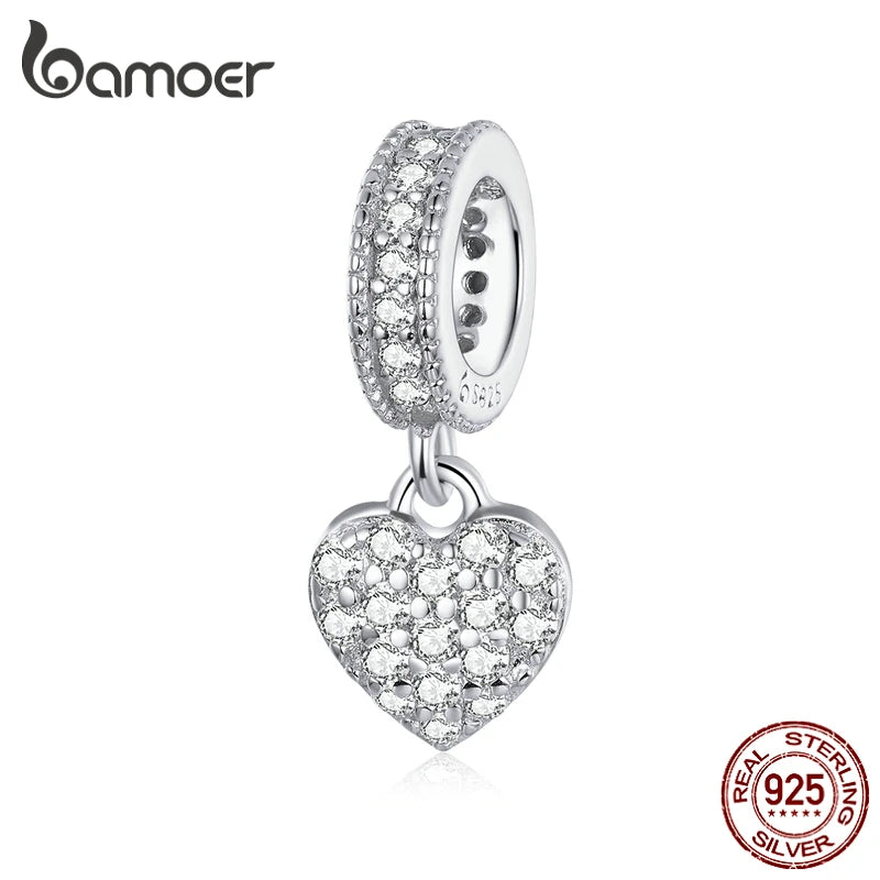 Heart Pendant Charm for Silver Snake Bracelet 925 Sterling Silver
