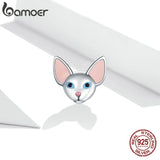 Siamese Cat Pendant 925 Sterling Silver Enamel Charm Bracelet DIY Jewelry