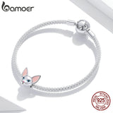 Siamese Cat Pendant 925 Sterling Silver Enamel Charm Bracelet DIY Jewelry