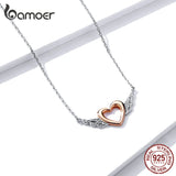 Silver 925 Heart with Wings Chain Necklace for Women Rose Jewelry BSN162