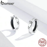 Sterling Silver Sparking Star Ear Hoops Earrings for Women SCE873