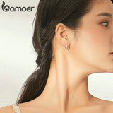 Sterling Silver Sparking Star Ear Hoops Earrings for Women SCE873