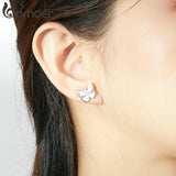 Enamel Butterfly Stud Earrings Silver 925 Women Pins Mode Female SCE876