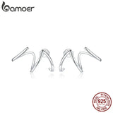 Silver 925 Line Earrings Stud Hypoallergenic Ear Pins SCE986