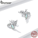 925 Silver Opal Bee Earrings Animal Cute Gift for Girl