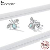 925 Silver Opal Bee Earrings Animal Cute Gift for Girl