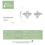 925 Silver Opal Bee Earrings Animal Cute Gift for Girl