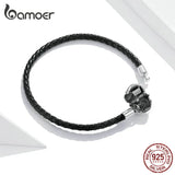 925 Silver Cross Bracelet Leather Chain Women's Engagement Jewelry Gift