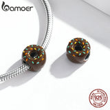 Delicious Silver Chocolate Donut Bead 925 Charm Bracelet Bangle SCC1820