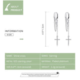 925 Silver Cross Earrings with CZ Shine, Long Hoop Chain for Women