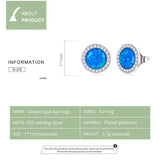 925 Silver Opal CZ Stud Earrings Women Wedding Jewelry