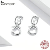 925 Silver Geometric Double-button Earrings Women Fine Jewelry