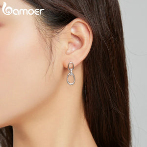 925 Silver Geometric Double-button Earrings Women Fine Jewelry