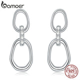925 Silver Geometric Double-button Earrings Women Fine Jewelry