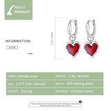 925 Silver Red Heart Earrings for Women BSE484