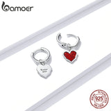 925 Silver Red Heart Earrings for Women BSE484
