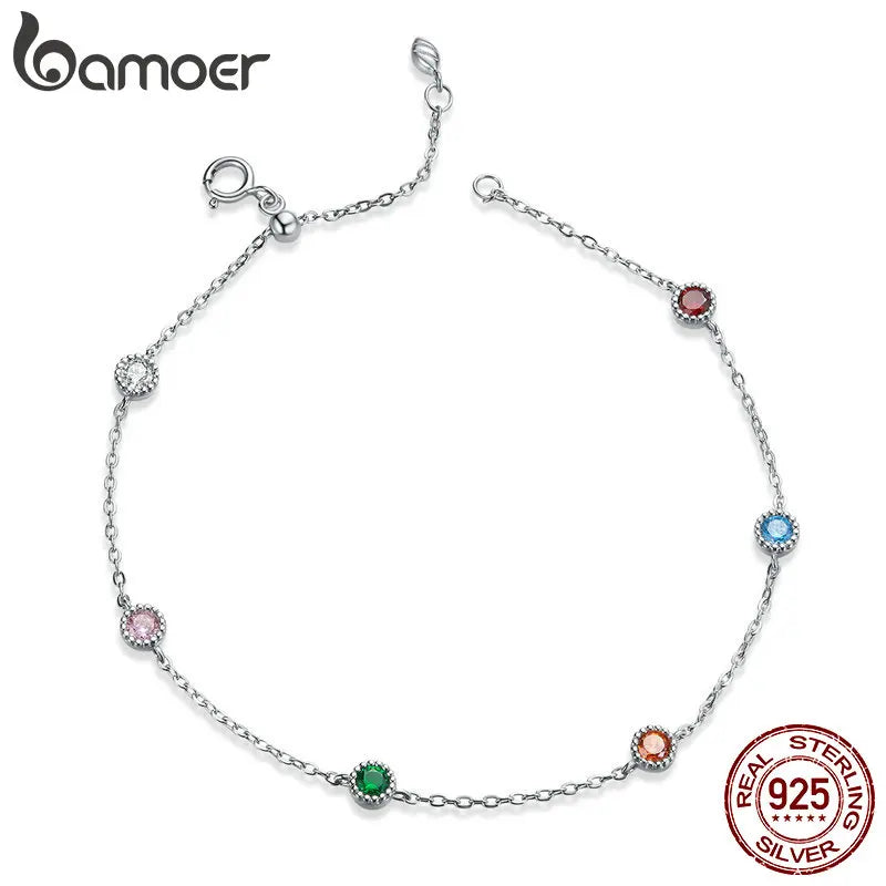 Silver S925 Chain Bracelet Colorful Summer Bracelets SCB184