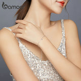 Silver S925 Chain Bracelet Heart Link Bracelet Fine Jewelry for Girl