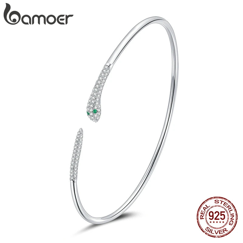 925 Silver Snake Bangle Bracelet Gift for Women SCB206