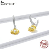 925 Silver Sunflower CZ Earrings Wedding Party Jewelry